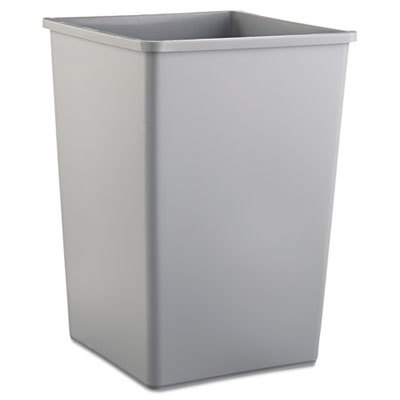 Trash Can: 35 gal, Square, Gray